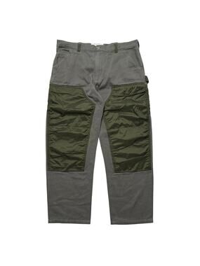 18 East Low Fidelity Double Knee Carpenter Pants Men's L Gray Olive Green